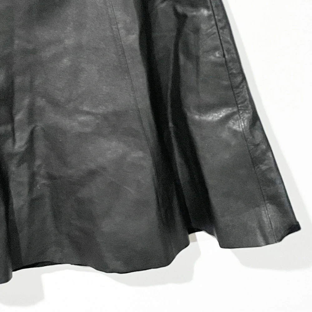 Kate Spade Size 6 Black Lambs‎ Leather Lined Skater Skirt Zipper
